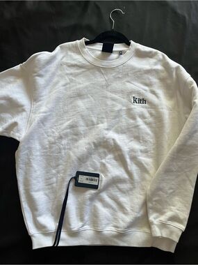 Kith White Crewneck Sweatshirt with Small Black Logo